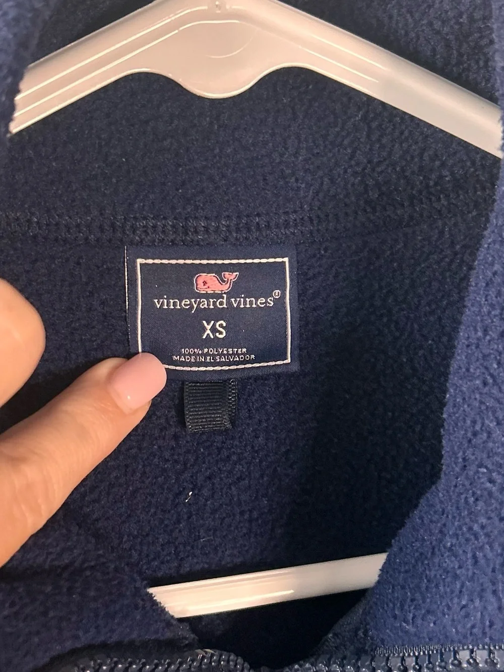 Vineyard Vines Women’s Size XS Blue Navy Fleece Vest Full Zipper Pockets Logo - Picture 2 of 5